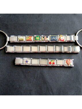 Vintage Stainless Steel Italy Charm Links Lot DLinq Peter David Puzzle Collectio